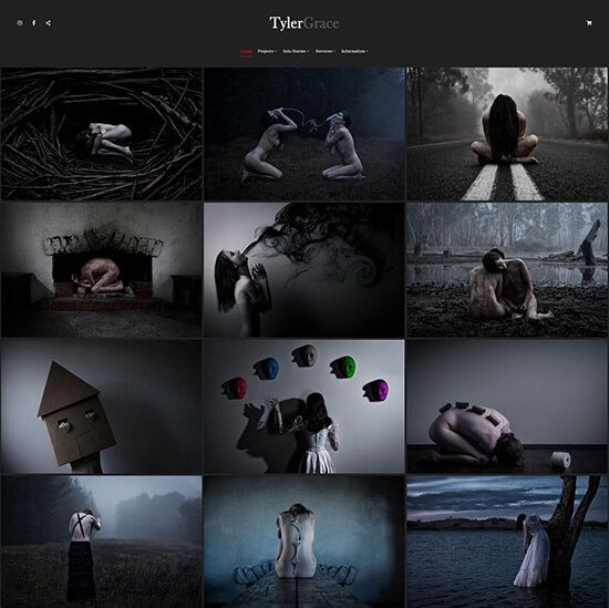 Przykłady witryn internetowych z portfolio Tylera Grace'a