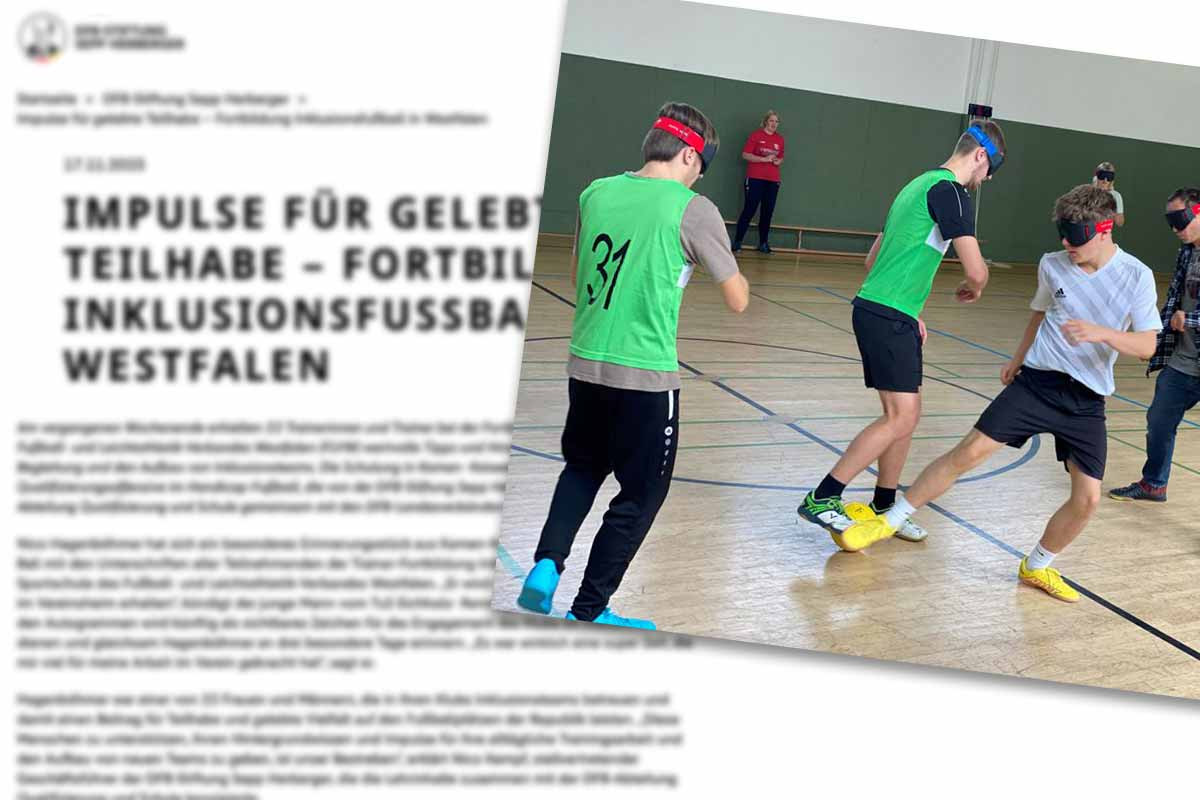 Teilnehmer beim Blinden-Fussball aus der Fortbildung