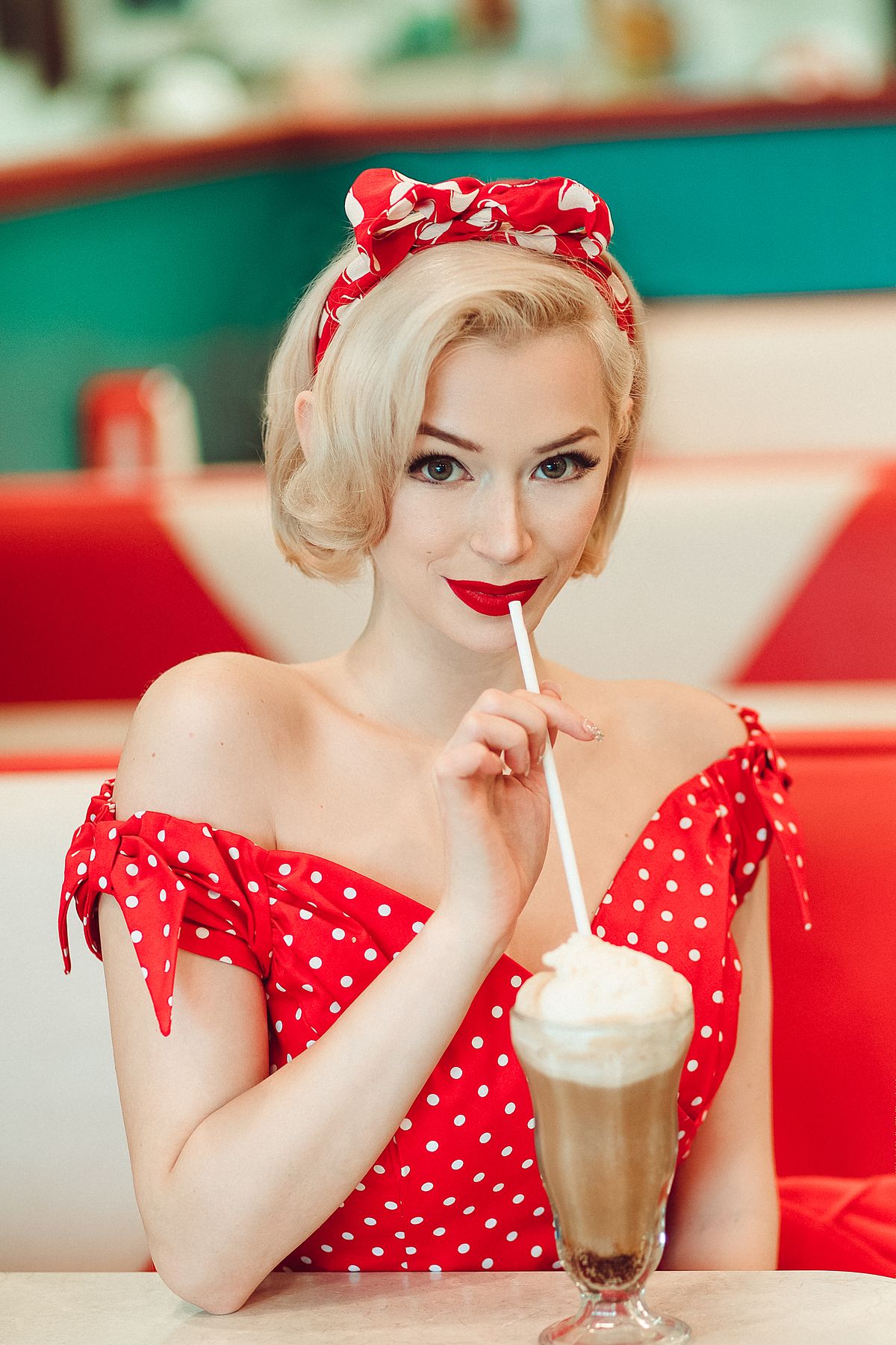 Pinup Pixie In Retro Ice Cream Parlour And Arcade 