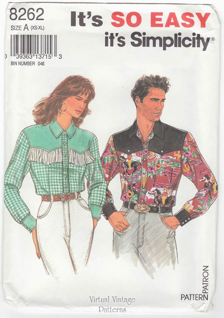 Simplicity Sewing Pattern 9539 Misses'/Men's/Teens' Western Shirt, Lon –  grammasbestbynancy