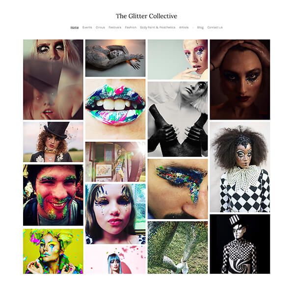 Beispiele für die Website des Glitter Collective-Portfolios