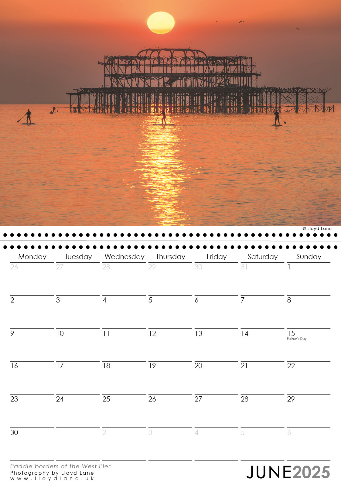 Brighton Calendar 2025 -  West Pier at sunset