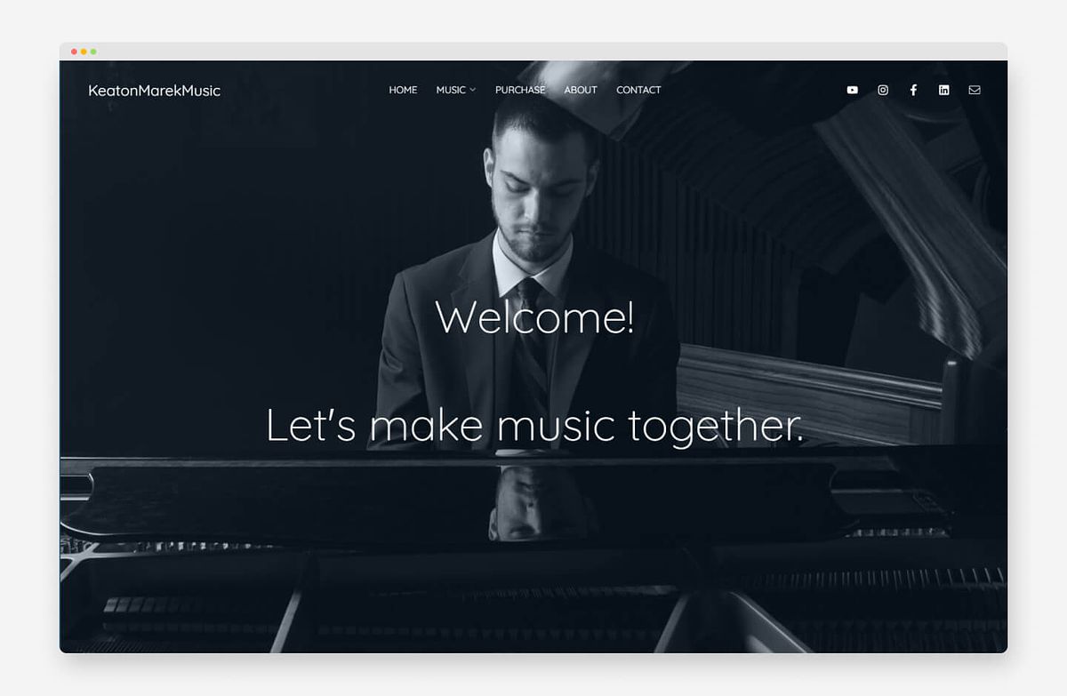 Keaton Marek - 음악 작곡가 포트폴리오 웹사이트