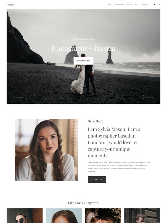 Punto-  Pixpa Modello di sito web per portfolio di nozze