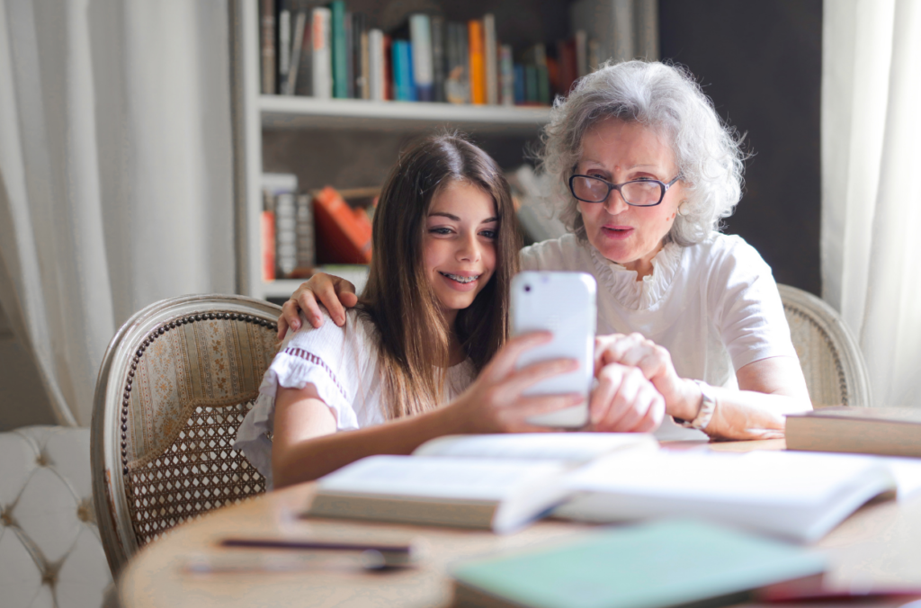 Private Podcasting - Grandmother and granddaughter