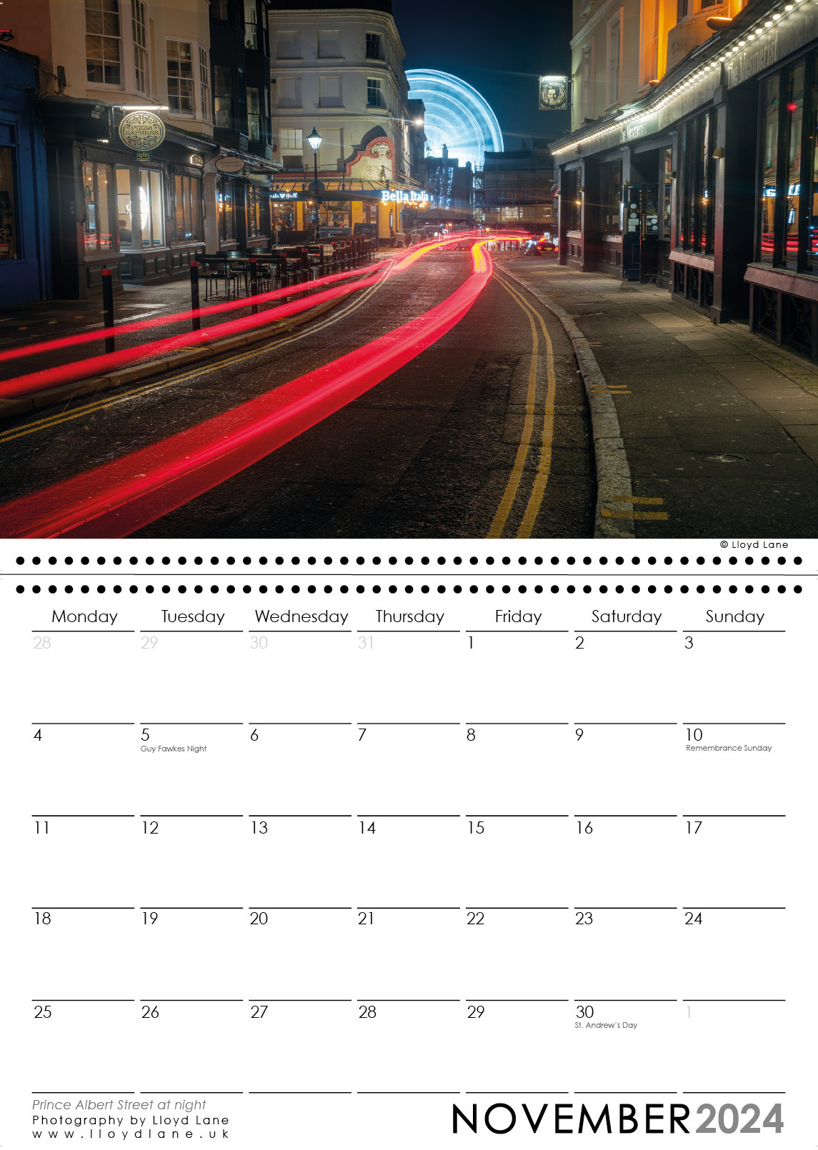 Brighton Calendar 2024 - the Lanes at night