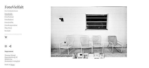 Thomas Striegl - Sito web di fotografia in bianco e nero realizzato utilizzando pixpa
