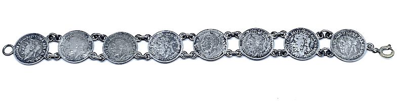 Silver hot sale threepence bracelet