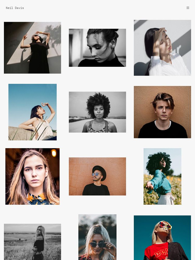 Justera -  Pixpa Modeportföljwebbplatsmall