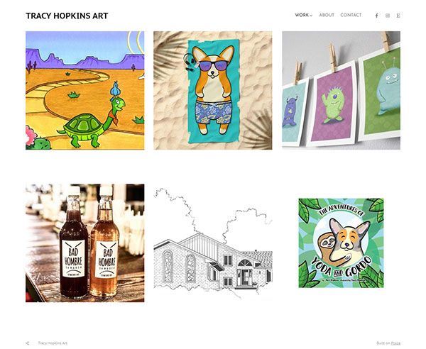 Веб-сайт Трейси Хопкинс - арт-дизайнер, созданный на Pixpa