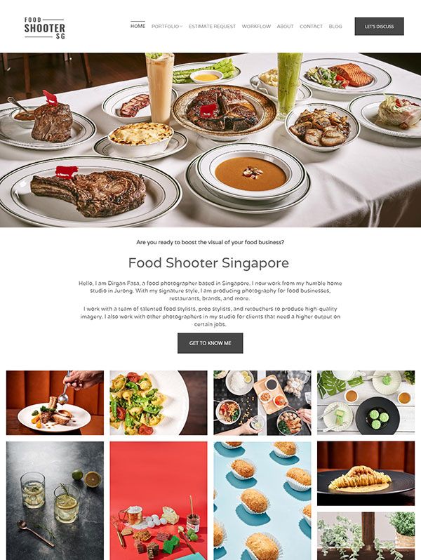 Dirgan Fasa - Site de fotografia de comida construído com Pixpa