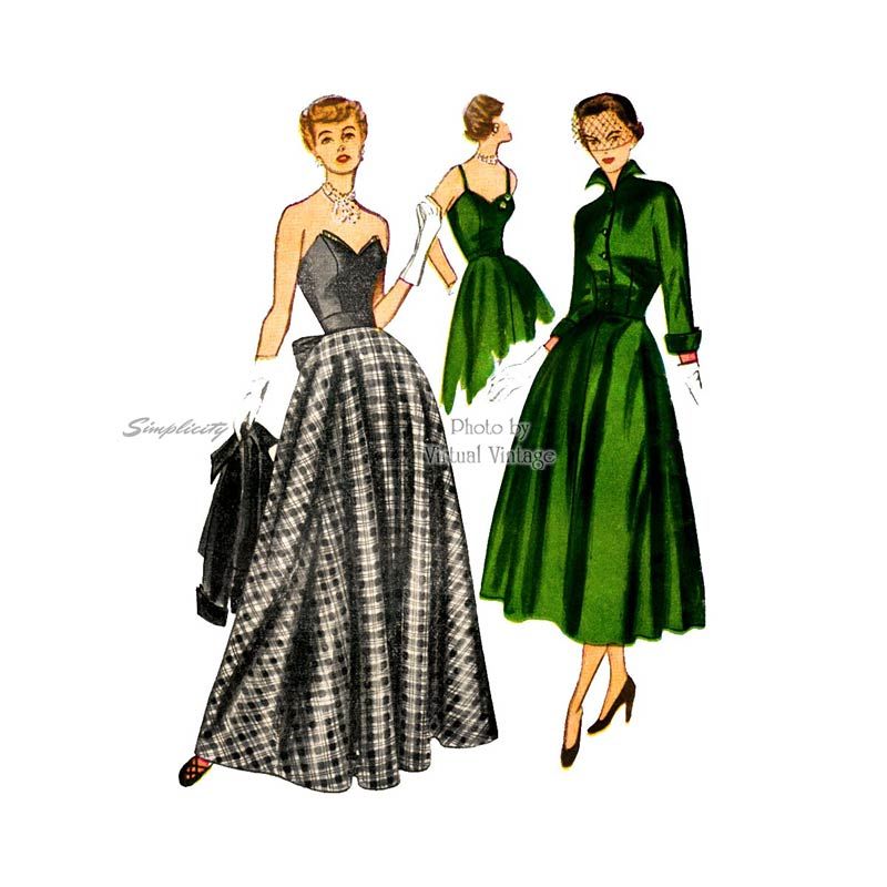 1940s Strapless Evening Gown Pattern Simplicity 3047