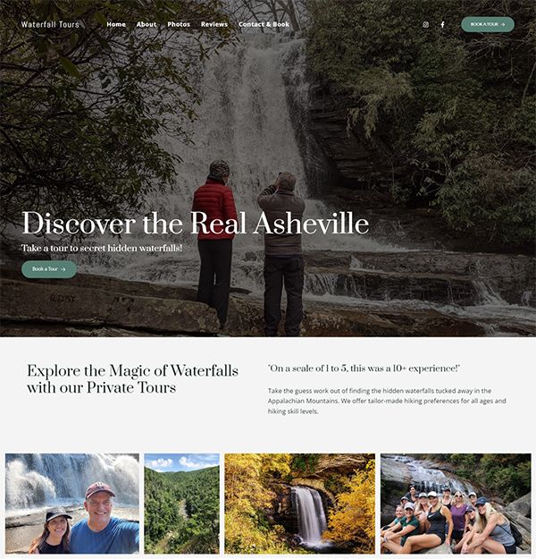 Waterfall Tours Portfolio Website Examples