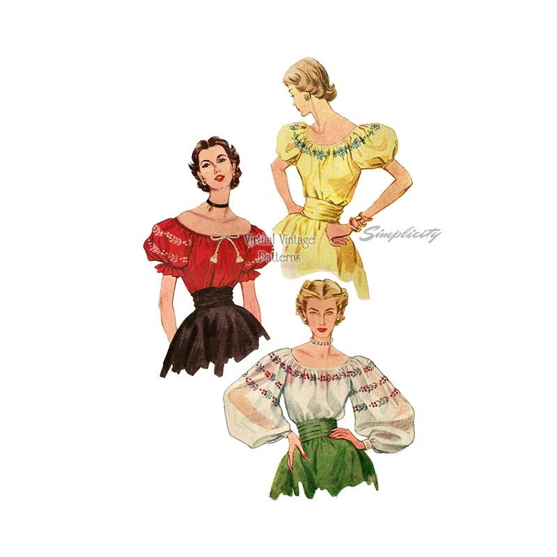 1950s Peasant Blouse Pattern, Simplicity 4065 Virtual Vintage