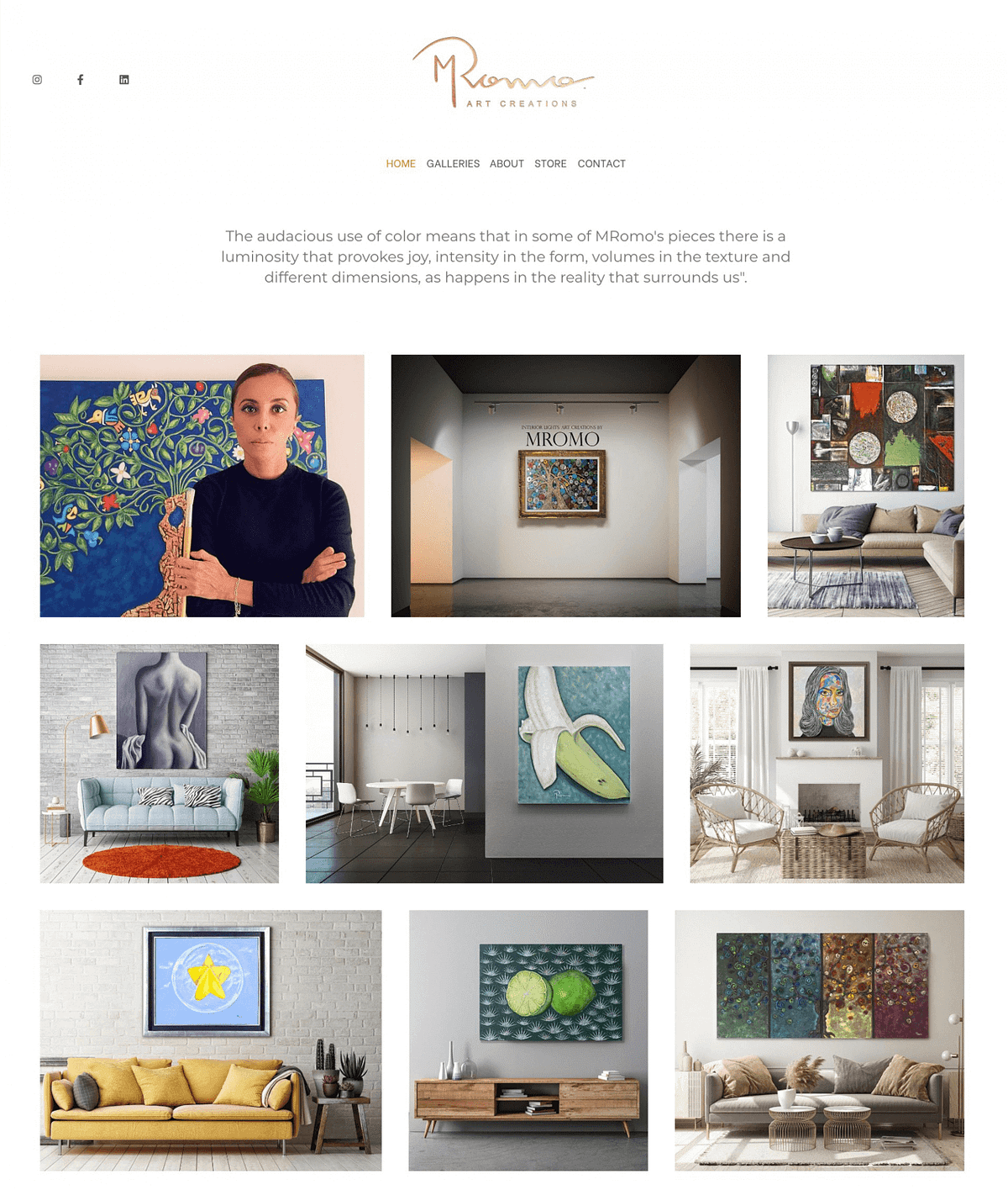 E-Commerce-Website der Kunstgalerie