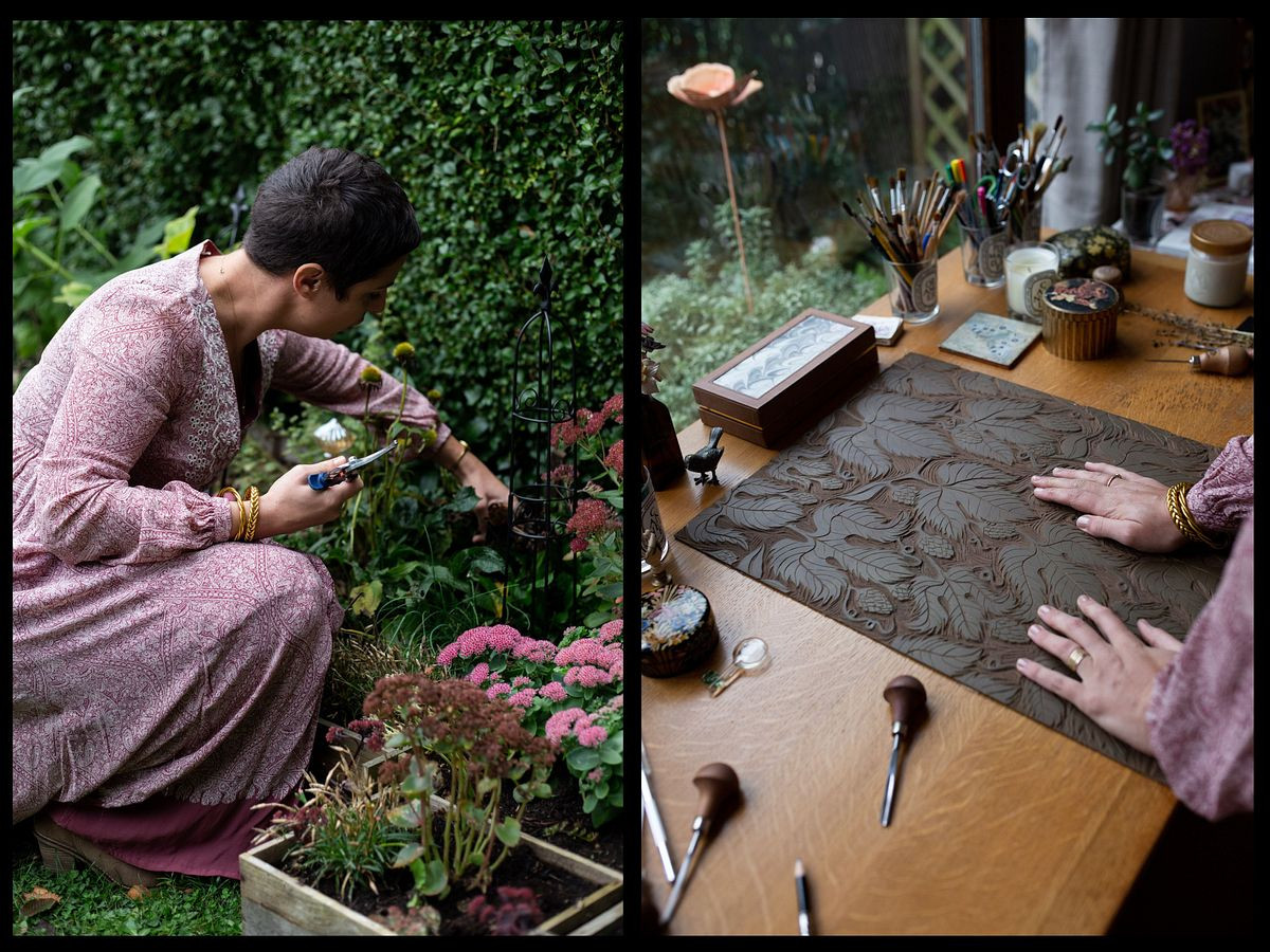 portrait Amélie Boquet mains jardin artisan