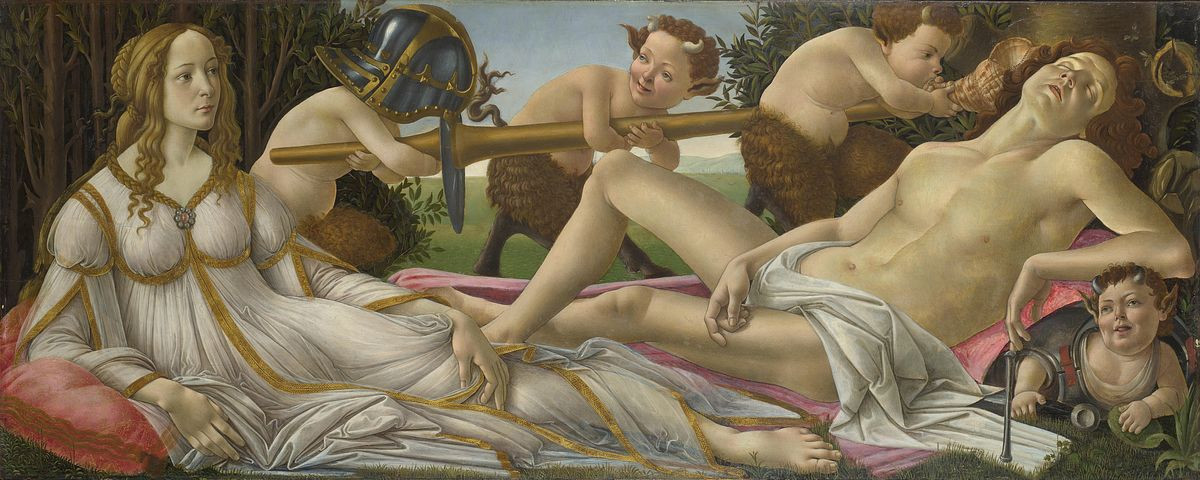 Venus and Mars, c. 1485, tempera on panel, 69 cm × 173 cm, National Gallery, London