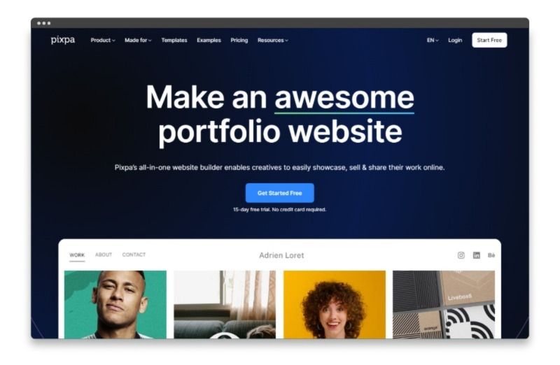 Pixpa - Mejor creador de sitios web para artistas