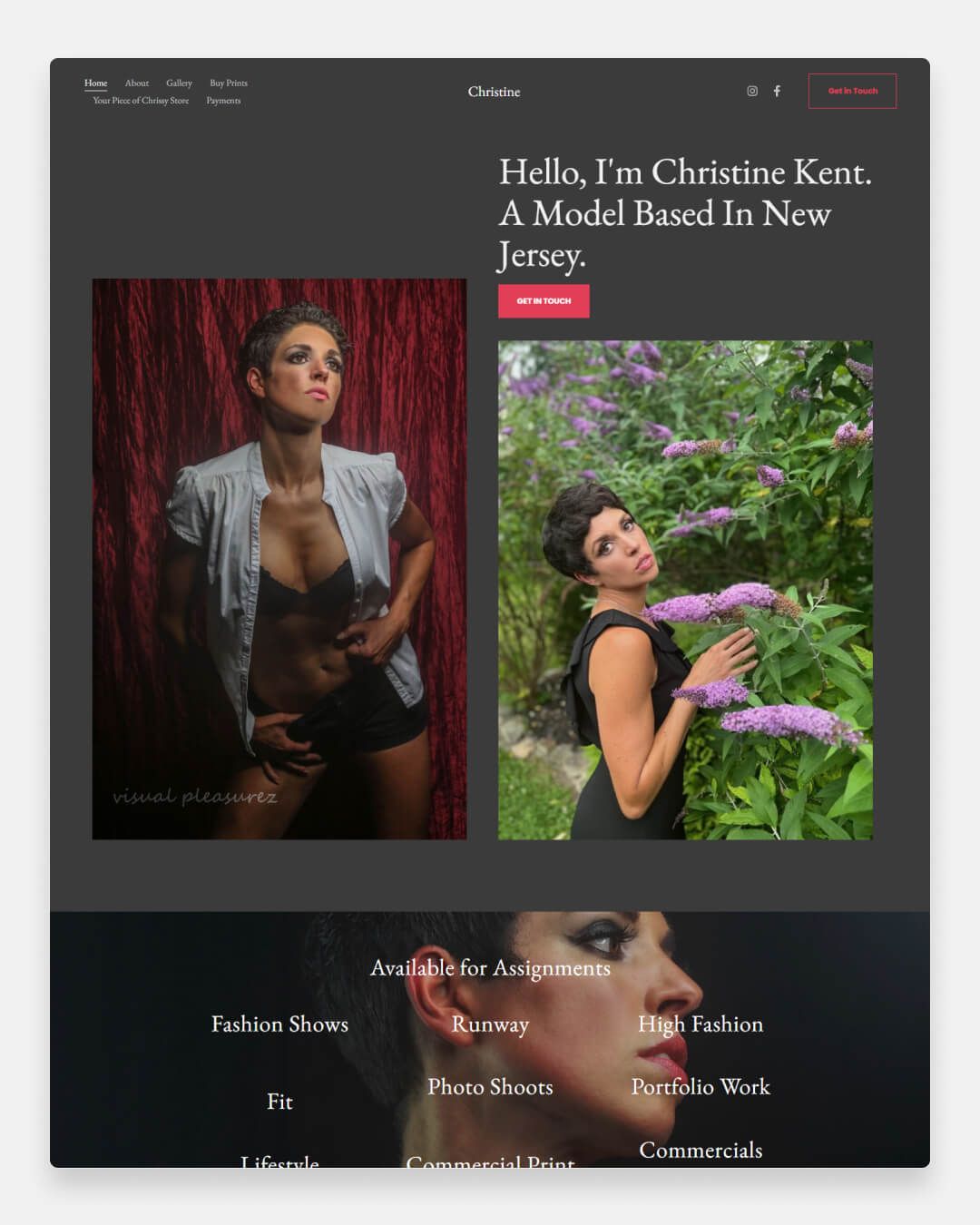 Christine Kent - Modelportfolio-website