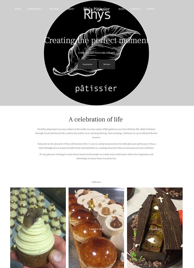 Sitio web del restaurante Rhys Patissier