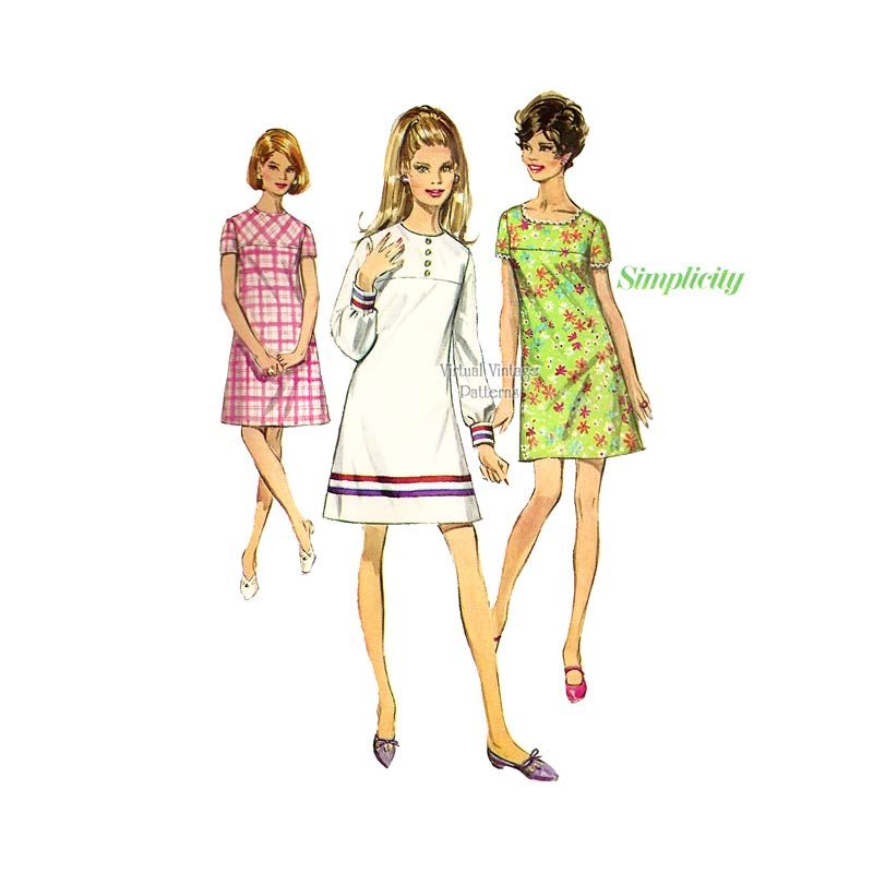 1970s Dress Pattern SIMPLICITY 9723 Puff Sleeve Step In Dirndle Skirt  Shirtdress Mini or Maxi Bust 36 Vintage Sewing Pattern UNCUT