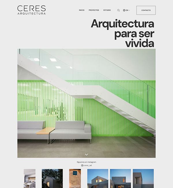 Příklady webových stránek portfolia Ceres Arquitectura
