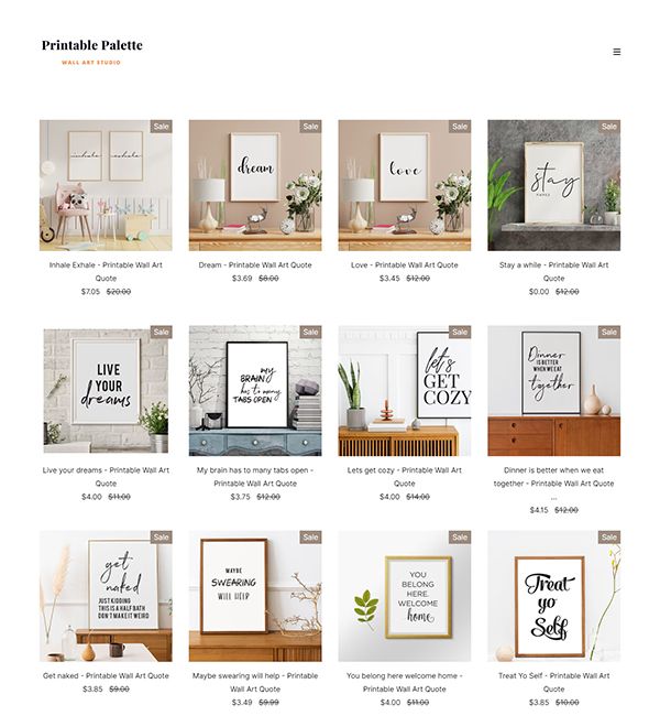 Exemples de sites Web de portfolio de palettes imprimables