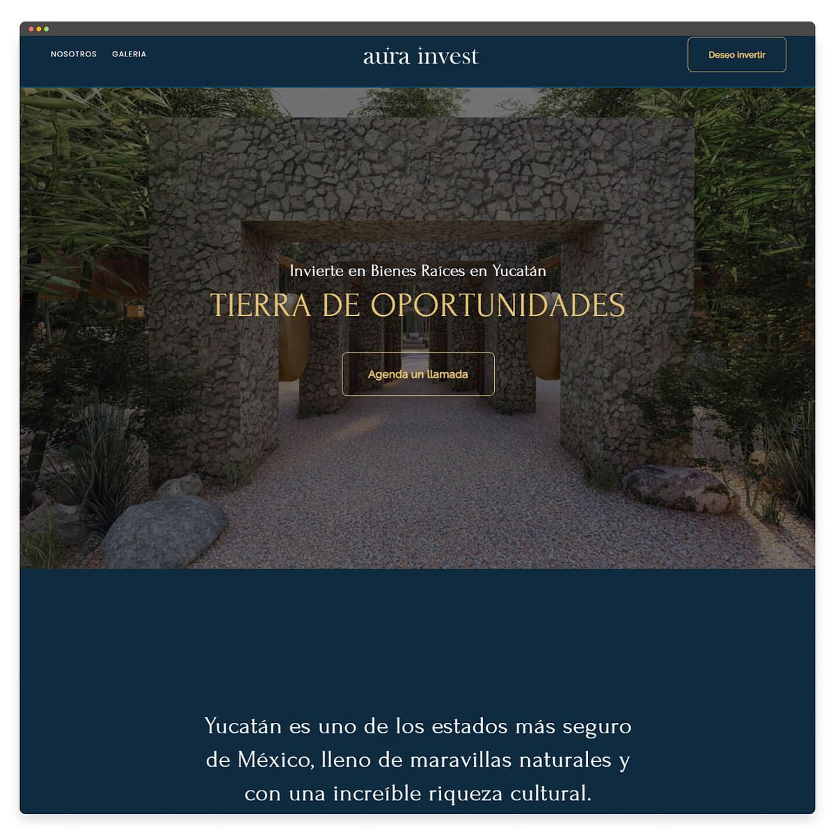 Aura Invest – Einseitiges Website-Design
