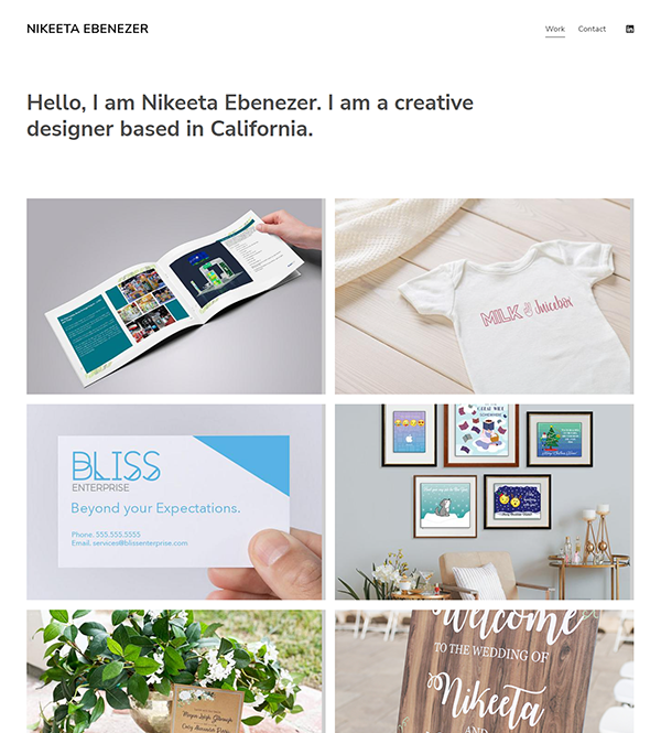 California based Graphic Designer's website built on Pixpa
