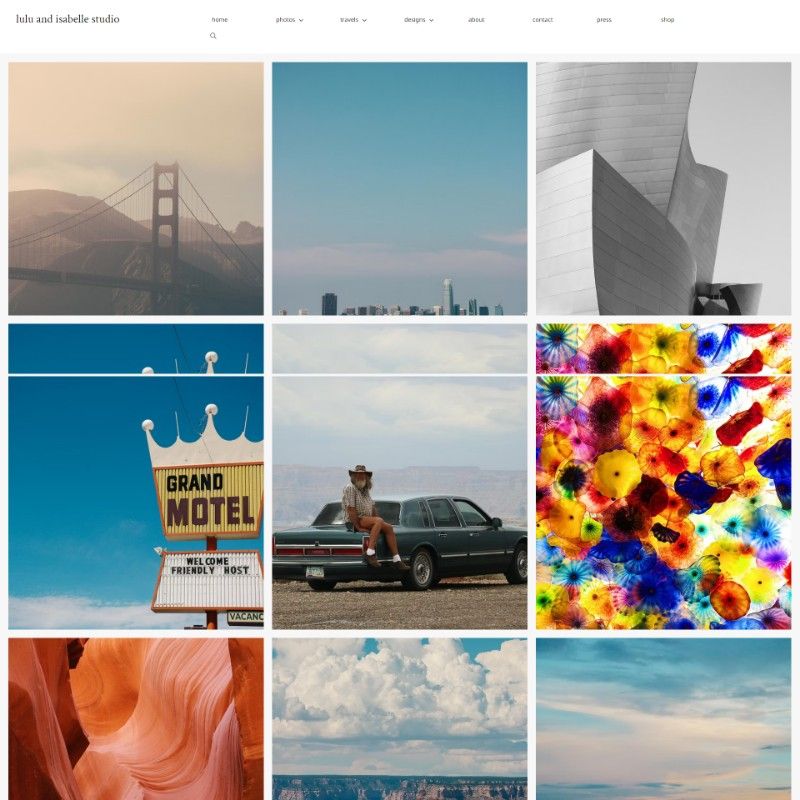 design de site de fotografia de paisagem minimalista