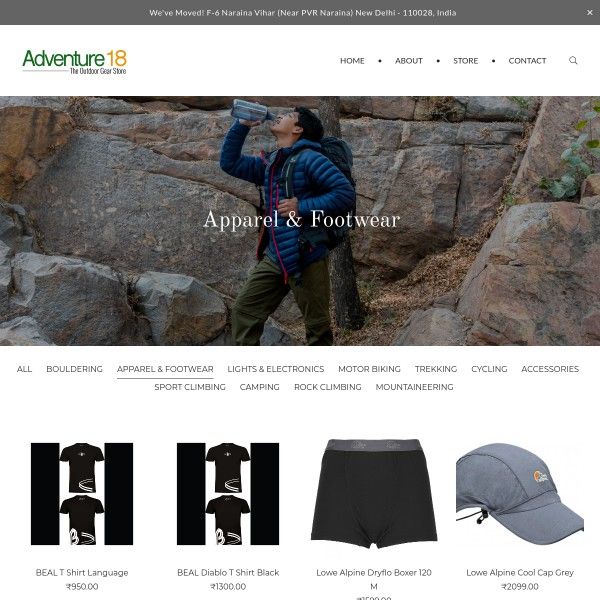 Adventure18 e-commercewebsite