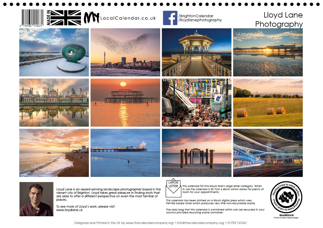 Brighton Calendar 2025 -  Back page Brighton photography