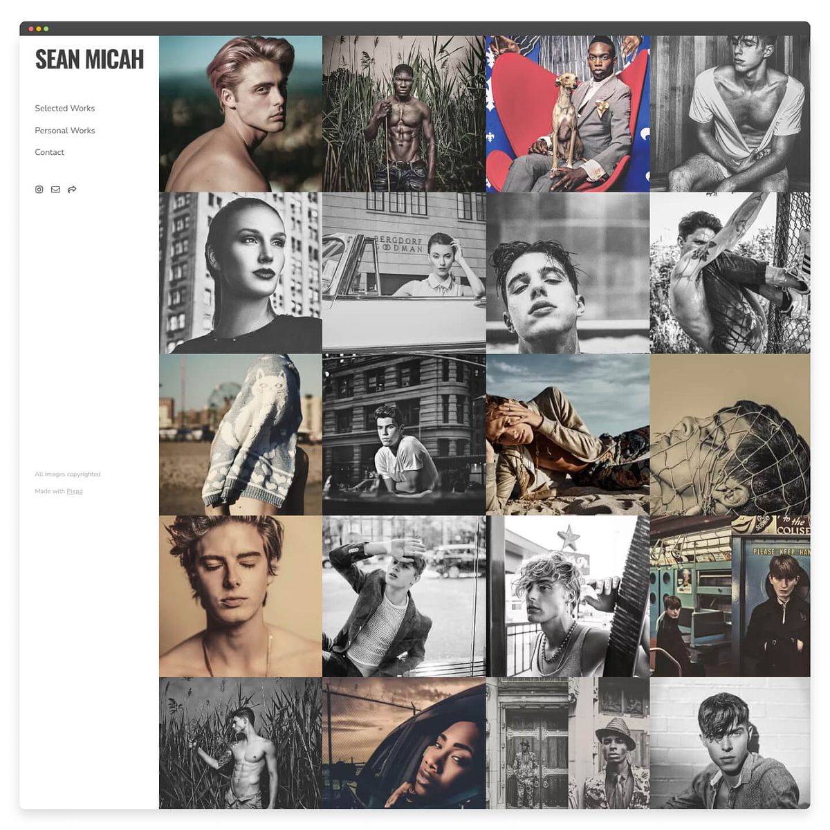 Progettazione del sito web del portfolio di moda di Sean Micah