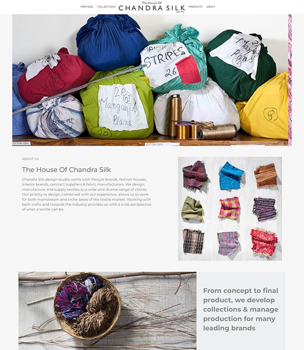 The House of Chandra Silk Portfolio Website Voorbeelden