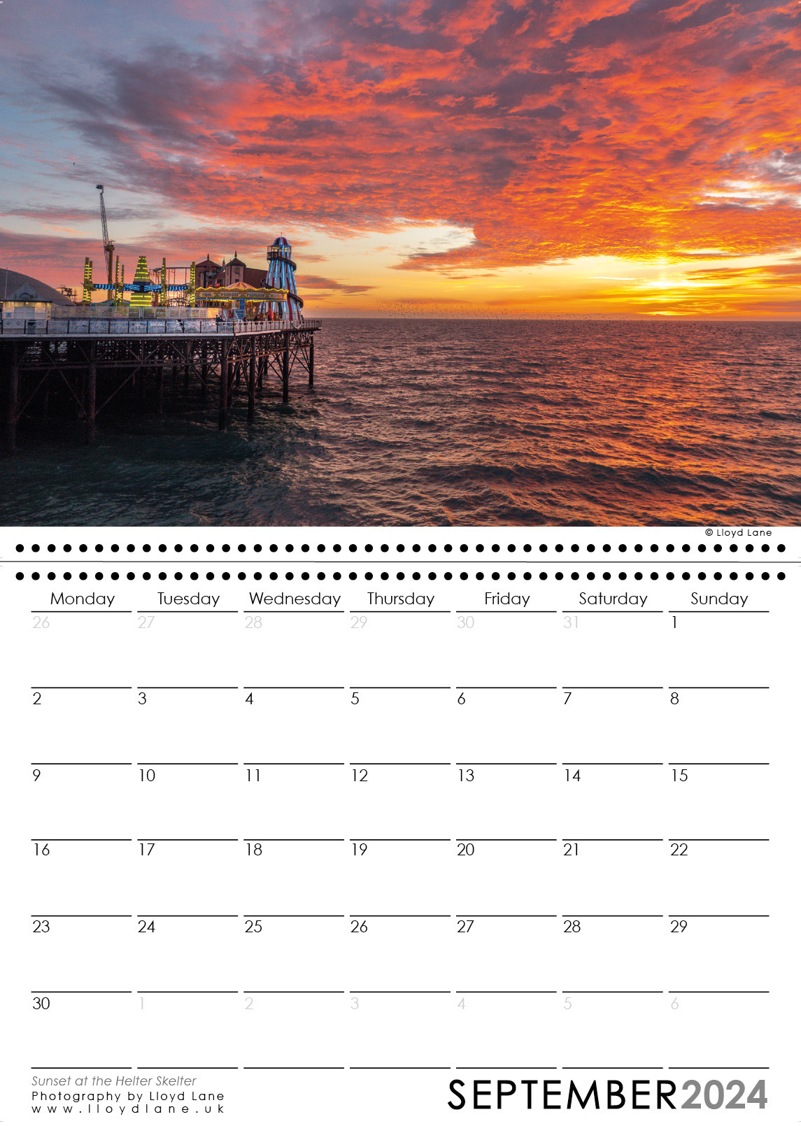 Brighton Calendar 2024 - Sunset at the Brighton Palace Pier - Brighton photography