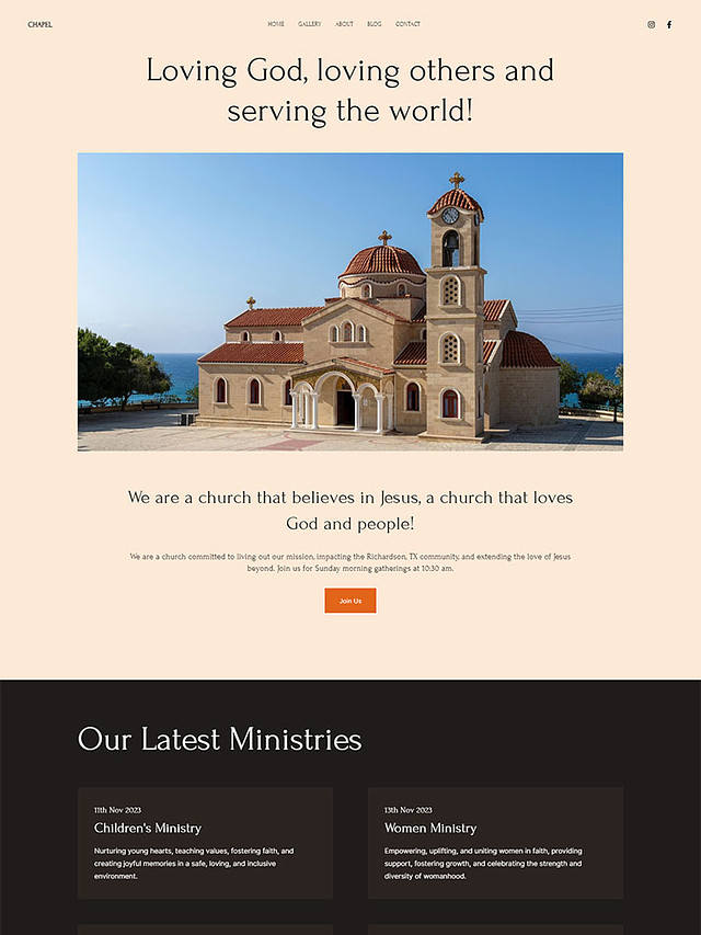 kaple - Pixpa Šablony webových stránek portfolia