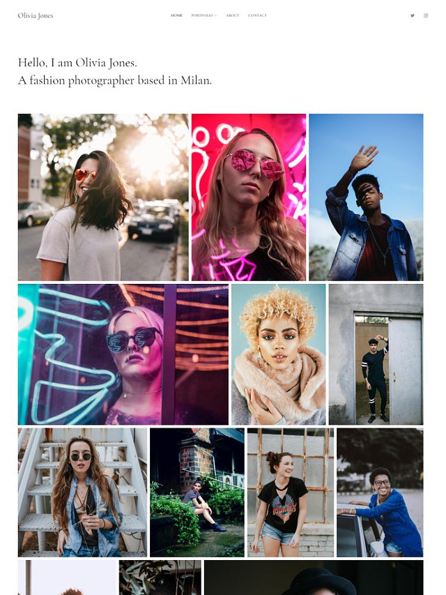 Grandioso -  Pixpa Plantilla de sitio web para portafolio de moda
