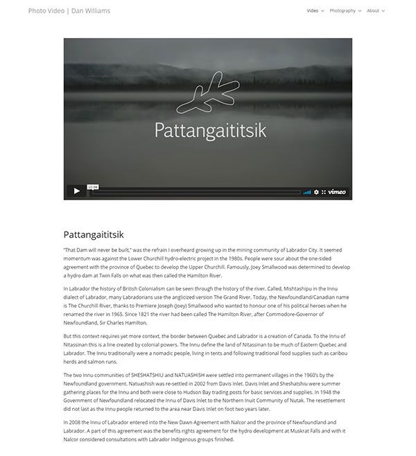 Daniel Williams - Site portfolio de vidéastes - Pixpa