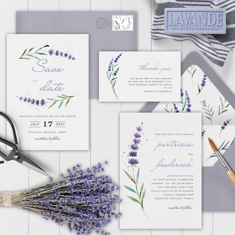 'delicate stem' wedding invitation suite