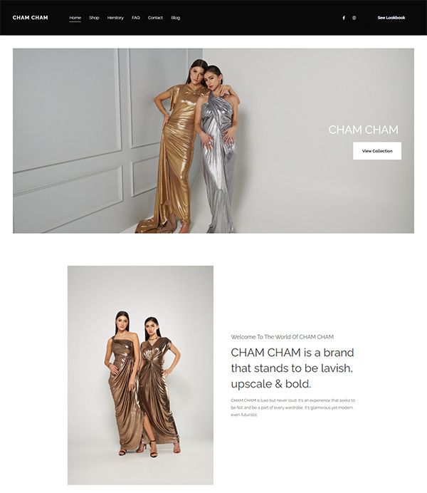 Eksempler på nettsteder for Cham Cham-porteføljen
