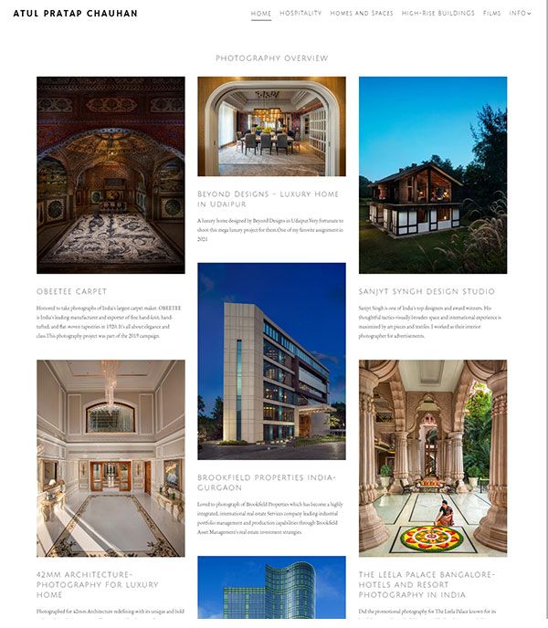 Atul Pratap Chauhan – Website für Architekturfotografie – Pixpa
