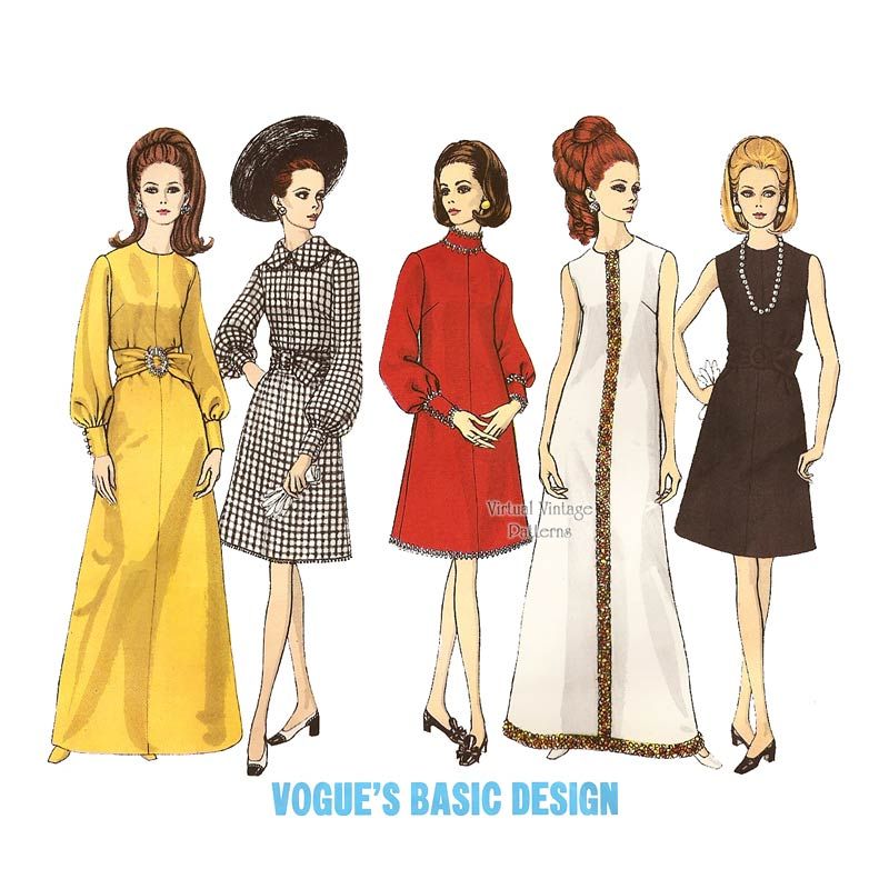 60s Mod Evening Dress Pattern Vogue Basic Design 2067