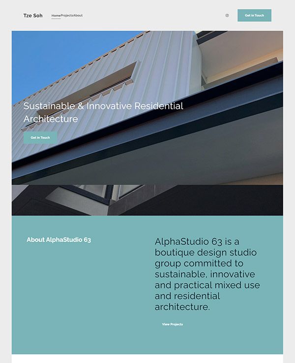 Tze – Website des Gebäudedesignstudios am pixpa
