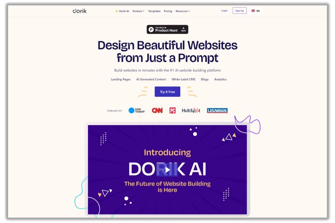 Créateur de site Web Dorik