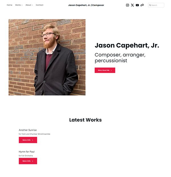 ジェイソン・ケープハート・ジュニアのポートフォリオ Web サイトの例