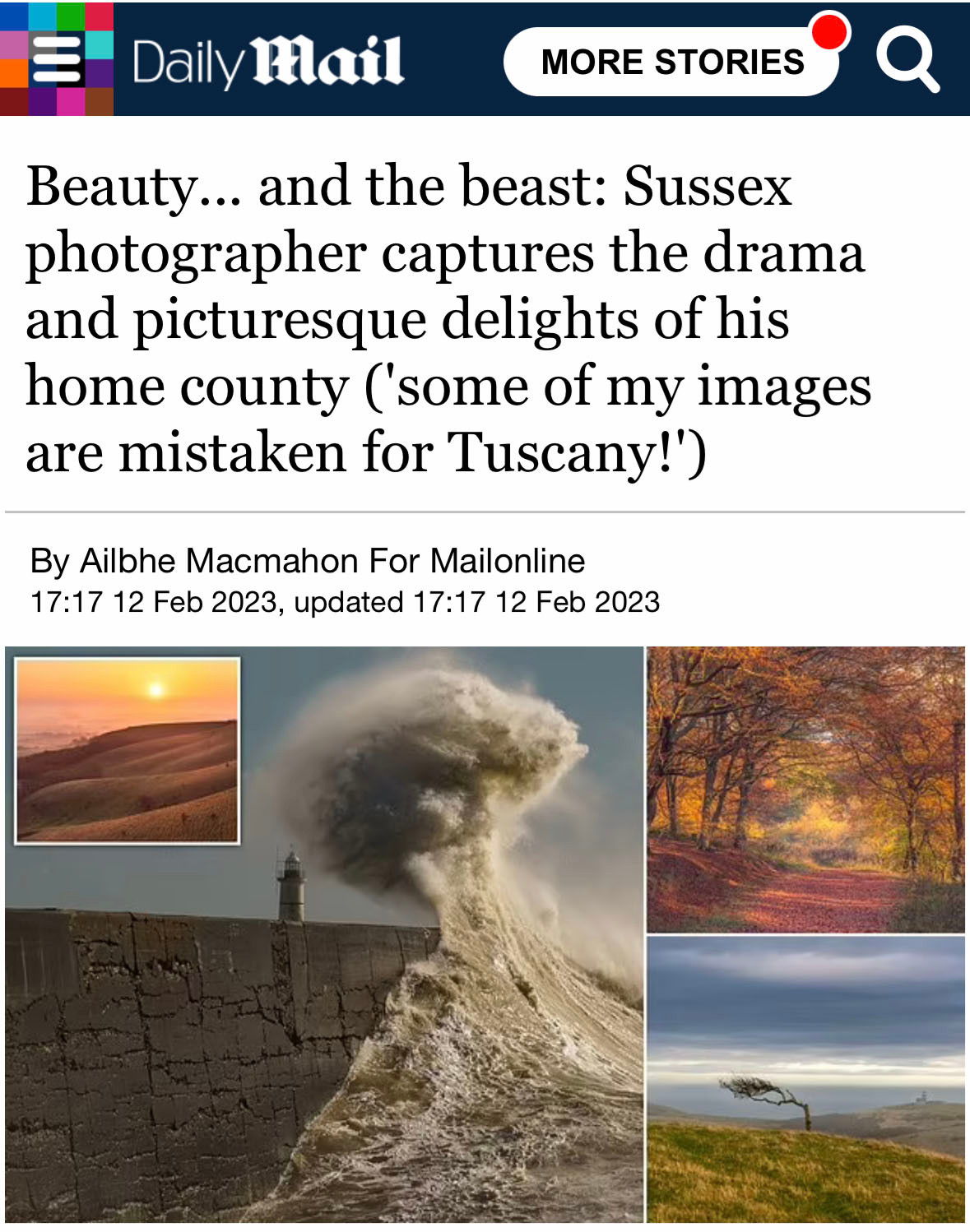 Mail online interview about my love of photographing Sussex Landscapes