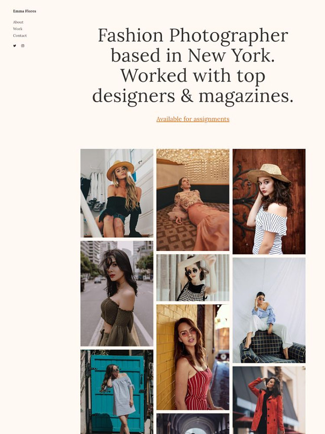 Calicò -  Pixpa Modello di sito web per portfolio di moda