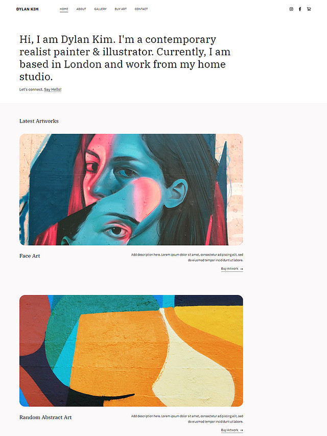Muurschildering - Pixpa Websitesjablonen voor portfolio's