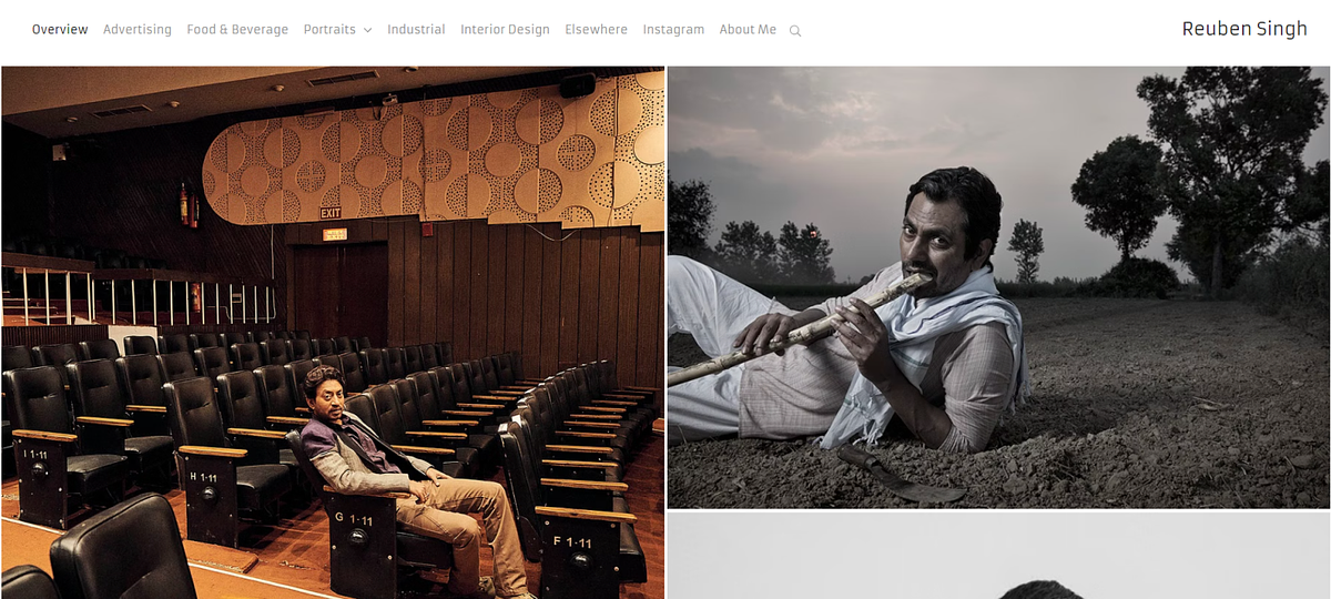 Reuben's portrait portfolio website built with Pixpa