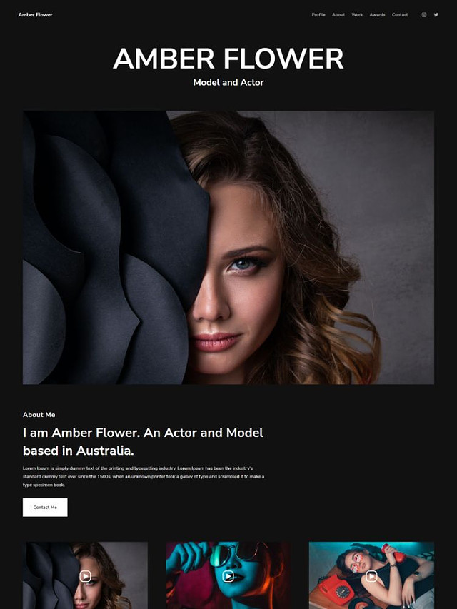Amber -  Pixpa Webbplatsmall för en sida